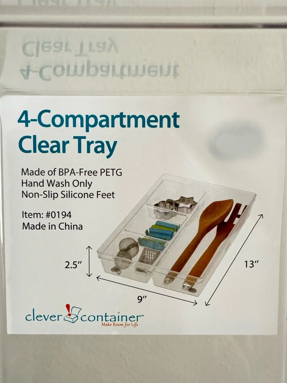 2Pcs Acrylic Clear 4-5 Compartment Utensil Cosmetic Gadget Tray Drawer Organizer